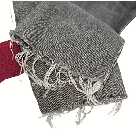 BDG Slim Straight Jeans Sz 26 2 High Rise Button Fly Patchwork Frayed Distressed - Picture 6 of 15